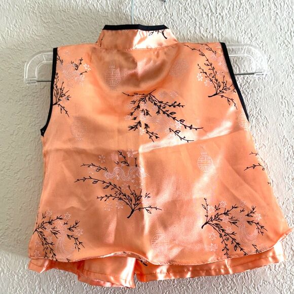 Jolly Baby Girl's Chinese Peach Suit 3T Mandarin Asian 2 Piece Outfit Top Shorts - Picture 3 of 10